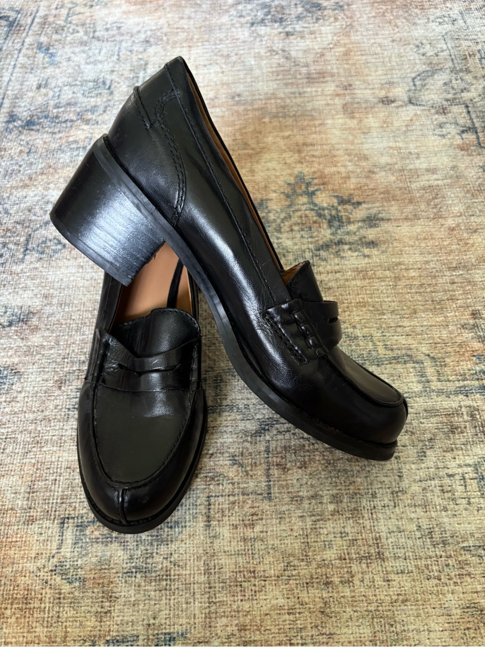 Nine West Black Leather Penny Loafers for Women - Picture 6 of 16